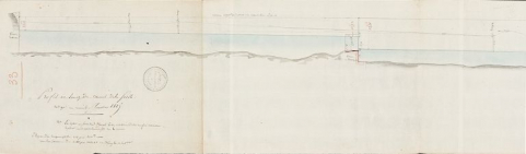 La Seille, profil en long. Daté de 1815. (Archives VNF-direction territoriale Centre-Bourgogne ; subdivision de Montceau-les-Mines) © Région Bourgogne-Franche-Comté, Inventaire du patrimoine