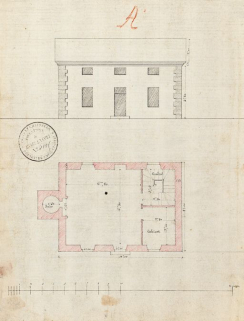 Elévation et plan d'une maison éclusière de la Seille. Ce plan non daté, non signé a permis de construire la maison de Branges. (Archives VNF-direction territoriale Centre-Bourgogne ; subdivision de Montceau-les-Mines) © Région Bourgogne-Franche-Comté, Inventaire du patrimoine