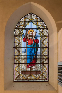 Vitrail : Bon Pasteur. © Région Bourgogne-Franche-Comté, Inventaire du patrimoine