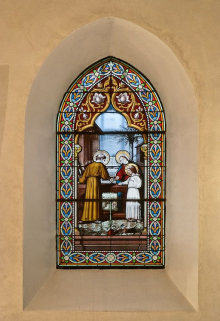 Vitrail : Atelier de saint Joseph. © Région Bourgogne-Franche-Comté, Inventaire du patrimoine