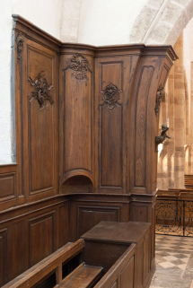 Lambris de l'angle antérieur droit du choeur. © Région Bourgogne-Franche-Comté, Inventaire du patrimoine