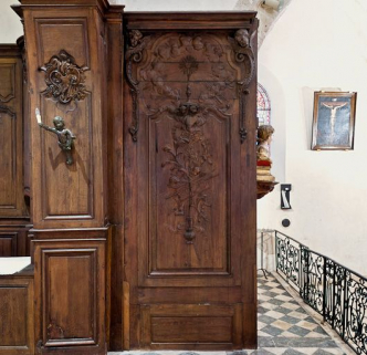 Lambris droit avant l'arcade du choeur. © Région Bourgogne-Franche-Comté, Inventaire du patrimoine