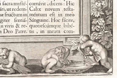 Page 319, détail : enfants pressant le raisin. © Région Bourgogne-Franche-Comté, Inventaire du patrimoine