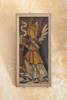 Panneau droit : l'archange Gabriel. © Région Bourgogne-Franche-Comté, Inventaire du patrimoine