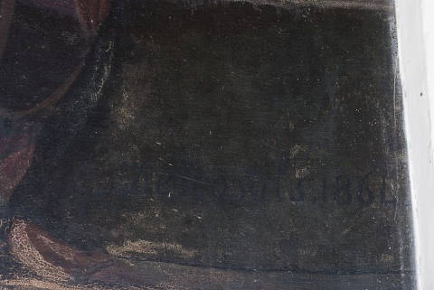 Délivrance de saint Pierre par un ange : signature. © Région Bourgogne-Franche-Comté, Inventaire du patrimoine