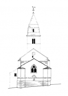 Elévation du chevet. © Région Bourgogne-Franche-Comté, Inventaire du patrimoine