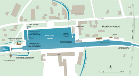 Plan schématique du port de Pouilly-en-Auxois. © Région Bourgogne-Franche-Comté, Inventaire du patrimoine