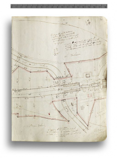 Page 20 du 2ème cahier de "Bornage définitif du Canal Depuis la limite des Territoires de Ravières et Chassignelles jusqu'à la limite des Territoires de Pacy et Lezinnes". Détail du site d'écluse. 1838. (Archives VNF-direction territoriale Centre-Bo… © Région Bourgogne-Franche-Comté, Inventaire du patrimoine