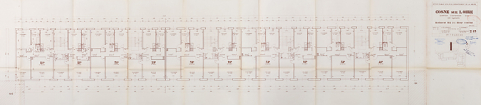 Opération de 226 logements : bâtiment B2, plan d'étage courant ; J. Louria, F. Sonnet, mai 1969. (Archives municipales Cosne-Cours-sur-Loire, 200 W 117 - PC 1015) © Région Bourgogne-Franche-Comté, Inventaire du patrimoine