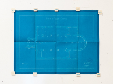 Plan de l'église d'Aloxe-Corton. Plan bleu dressé par l'architecte Pinchard le 30 juin 1888 (Archives communales, Aloxe-Corton). © Région Bourgogne-Franche-Comté, Inventaire du patrimoine