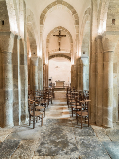 Vue du vaisseau central depuis l'entrée. © Région Bourgogne-Franche-Comté, Inventaire du patrimoine