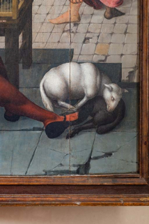 Détail du volet droit : mouton. © Région Bourgogne-Franche-Comté, Inventaire du patrimoine