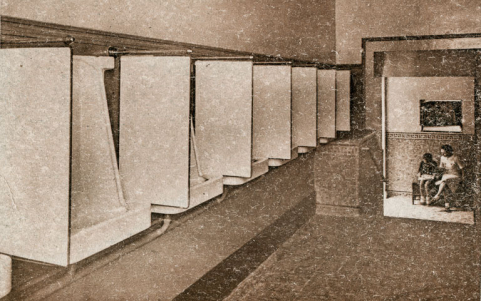 Salle de gargarisme à l'emplacement de la salle d'inhalation de première classe. © Région Bourgogne-Franche-Comté, Inventaire du patrimoine Salle de gargarisme à l'emplacement de la salle d'inhalation de première classe. © Région Bourgogne-Franche-Comté, Inventaire du patrimoine