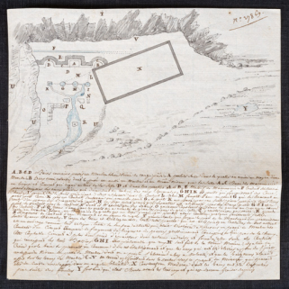 Plan des vestiges archéologiques découverts lors des premières fouilles (1820). © Région Bourgogne-Franche-Comté, Inventaire du patrimoine Plan des vestiges archéologiques découverts lors des premières fouilles (1820). © Région Bourgogne-Franche-Comté, Inventaire du patrimoine