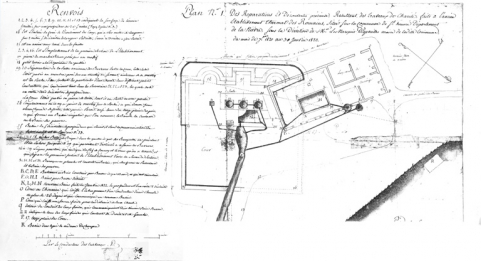 Plan du premier établissement thermal après les travaux des années 1810. © Région Bourgogne-Franche-Comté, Inventaire du patrimoine Plan du premier établissement thermal après les travaux des années 1810. © Région Bourgogne-Franche-Comté, Inventaire du patrimoine