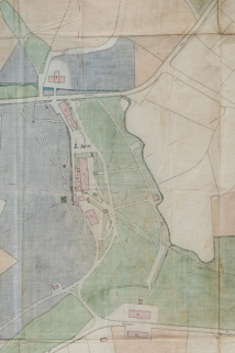 Situation de l'établissement thermal au sein du parc thermal en 1875. © Région Bourgogne-Franche-Comté, Inventaire du patrimoine Situation de l'établissement thermal au sein du parc thermal en 1875. © Région Bourgogne-Franche-Comté, Inventaire du patrimoine