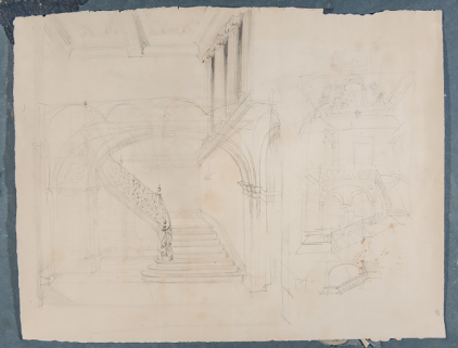 Projet pour l'escalier, esquisse. © Région Bourgogne-Franche-Comté, Inventaire du patrimoine Projet pour l'escalier, esquisse. © Région Bourgogne-Franche-Comté, Inventaire du patrimoine