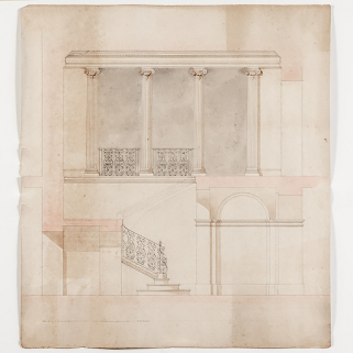 Projet pour l'escalier. © Région Bourgogne-Franche-Comté, Inventaire du patrimoine Projet pour l'escalier. © Région Bourgogne-Franche-Comté, Inventaire du patrimoine