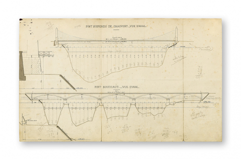 Pont suspendu de Chauvort et pont Me Boucicaut.  © Région Bourgogne-Franche-Comté, Inventaire du patrimoine Pont suspendu de Chauvort et pont Me Boucicaut.  © Région Bourgogne-Franche-Comté, Inventaire du patrimoine