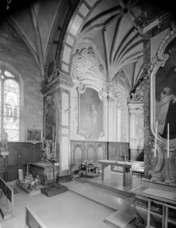 Décor du choeur et du mur est de la nef : mur gauche du choeur. © Région Bourgogne-Franche-Comté, Inventaire du patrimoine