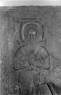 Dalle funéraire de Philibert de Vaultravers : partie supérieure. © Région Bourgogne-Franche-Comté, Inventaire du patrimoine