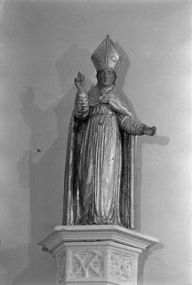 Statue de saint évêque en bois, XVIIIe siècle : vue de face © Région Bourgogne-Franche-Comté, Inventaire du patrimoine