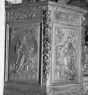 Détail de la cuve : saint Jean. © Région Bourgogne-Franche-Comté, Inventaire du patrimoine