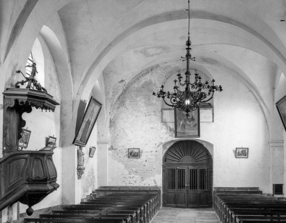 Intérieur : nef vue du choeur. © Région Bourgogne-Franche-Comté, Inventaire du patrimoine