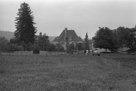 Façade postérieure et façade latérale droite depuis le parc : vue rapprochée. © Région Bourgogne-Franche-Comté, Inventaire du patrimoine Façade postérieure et façade latérale droite depuis le parc : vue rapprochée. © Région Bourgogne-Franche-Comté, Inventaire du patrimoine