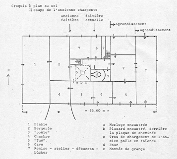Croquis : plan au sol, 23 août 1976. © Région Bourgogne-Franche-Comté, Inventaire du patrimoine