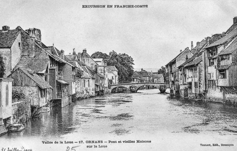 Vallée de la Loue - Ornans - Pont et vieilles Maisons sur la Loue, 1904. © Région Bourgogne-Franche-Comté, Inventaire du patrimoine