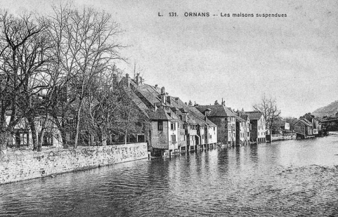 Ornans - Les maisons suspendues, limite 19e siècle 20e siècle. © Région Bourgogne-Franche-Comté, Inventaire du patrimoine