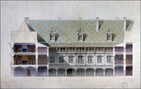 Coupe longitudinale (proposition de restauration). © Région Bourgogne-Franche-Comté, Inventaire du Patrimoine Coupe longitudinale (proposition de restauration). © Région Bourgogne-Franche-Comté, Inventaire du Patrimoine