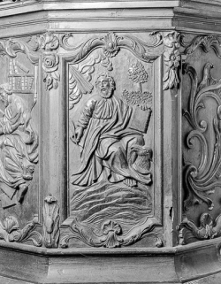 5e panneau de la cuve : saint Jean. © Région Bourgogne-Franche-Comté, Inventaire du patrimoine