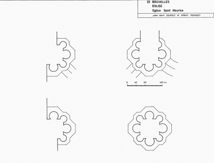 Plan des gros pilliers : relevé-croquis J.-M Demoly et Gilbert Poinsot, 1975.t, 1975. © Région Bourgogne-Franche-Comté, Inventaire du patrimoine
