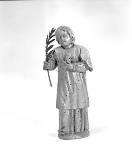 Détail, statuette : saint Etienne vu de face. © Région Bourgogne-Franche-Comté, Inventaire du patrimoine