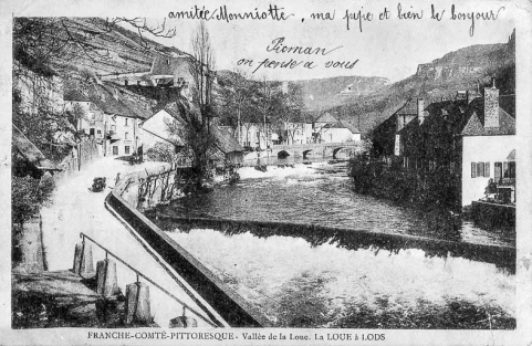 Franche-Comté-Pittoresque - Vallée de la Loue. La Loue à Lods, limite 19e siècle 20e siècle. © Région Bourgogne-Franche-Comté, Inventaire du patrimoine