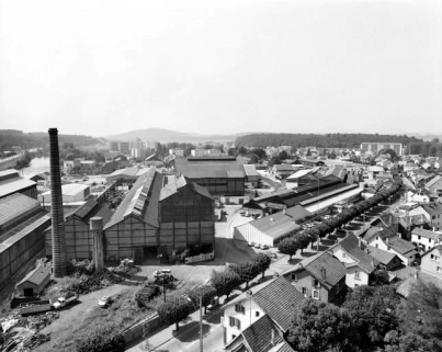 Vue plongeante sur les forges en 1981. © Région Bourgogne-Franche-Comté, Inventaire du patrimoine