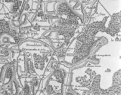 Extrait de la carte de Cassini. © Région Bourgogne-Franche-Comté, Inventaire du patrimoine