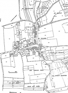 Plan portant le repérage. Extrait du cadastre de 1960, section A2. © Région Bourgogne-Franche-Comté, Inventaire du patrimoine