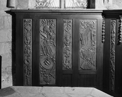 Détail : côté gauche des lambris de demi-revêtement du choeur. © Région Bourgogne-Franche-Comté, Inventaire du patrimoine