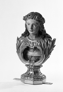 Buste-reliquaire de sainte Ursule, vue de trois quarts gauche. © Région Bourgogne-Franche-Comté, Inventaire du patrimoine