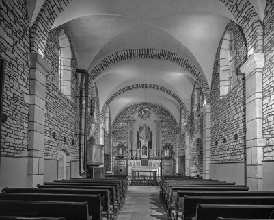 Intérieur : nef et choeur. © Région Bourgogne-Franche-Comté, Inventaire du patrimoine