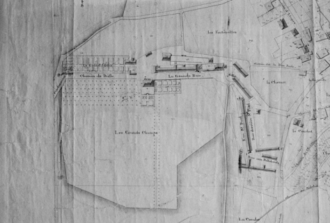 Beaucourt. Section C dite le village [plan-masse et de situation extrait du plan cadastral napoléonien]. © Région Bourgogne-Franche-Comté, Inventaire du patrimoine