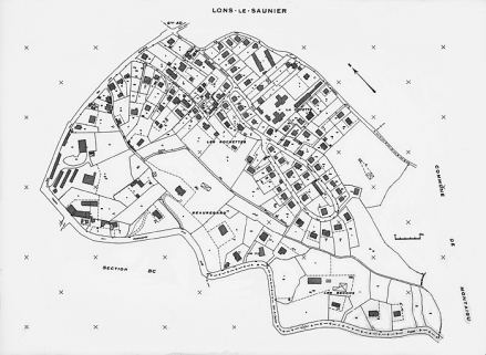 Plan de référence. Cadastre 1973, section AZ. © Région Bourgogne-Franche-Comté, Inventaire du patrimoine