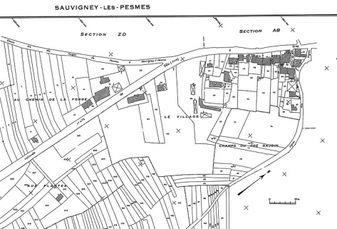 Extrait du cadastre de 1965, section AC. © Région Bourgogne-Franche-Comté, Inventaire du patrimoine