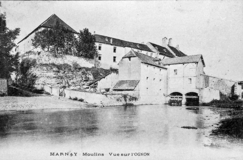 MARNAY - Moulins - Vue sur l'Ognon. Moulin avant sa destruction. © Région Bourgogne-Franche-Comté, Inventaire du patrimoine