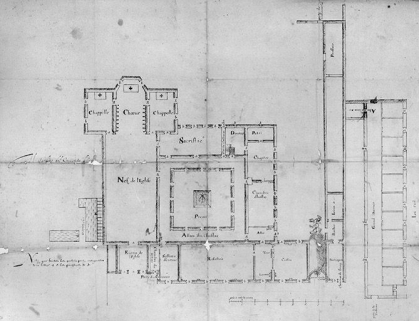 Plan du couvent, 17e siècle. © Région Bourgogne-Franche-Comté, Inventaire du patrimoine
