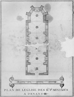 Plan de l'Eglise des Rds. Prs. Minimes à Ornans, 18e siècle. © Région Bourgogne-Franche-Comté, Inventaire du patrimoine