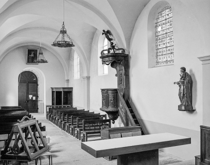 Elévation gauche de la nef vue depuis le choeur. © Région Bourgogne-Franche-Comté, Inventaire du patrimoine